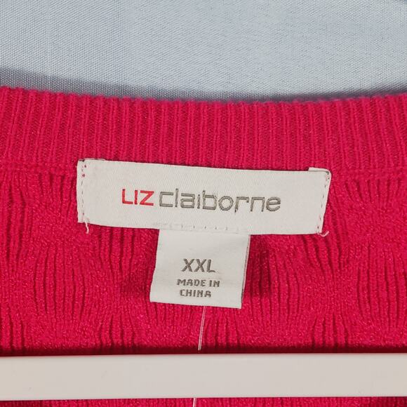 Liz Claiborne Sweater Women's XXL Dark Pink Rose Short Sleeve Lightweight NWT - Picture 3 of 10